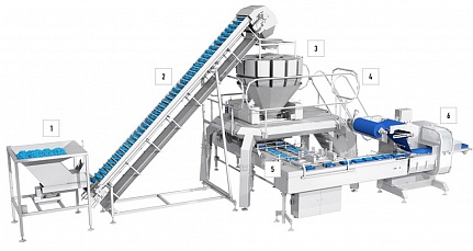 Line for filling and packaging of fruit jellies