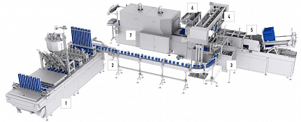  Line for filling and packaging of spreads